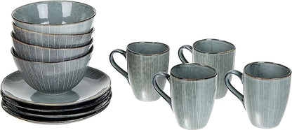 Bowl Soft Blue, Gres smaltato reattivo Ø17 x H8 cm Broste