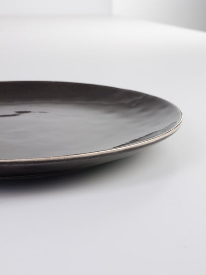 Piatto liscio grande Carbone, Gres smaltato reattivo Ø31 x H3,3 cm Broste