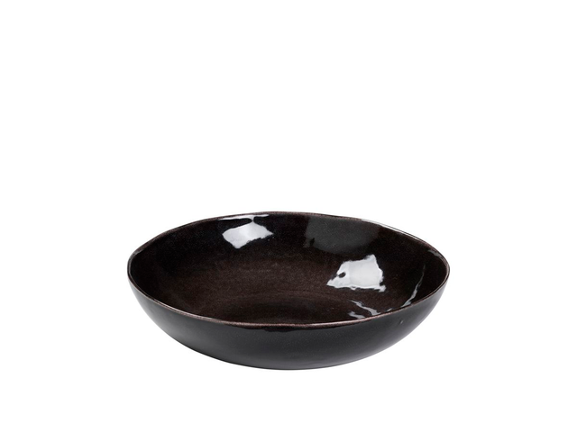 Insalatiera Carbone, Gres smaltato reattivo Ø34,5 x H7,5 cm_Broste