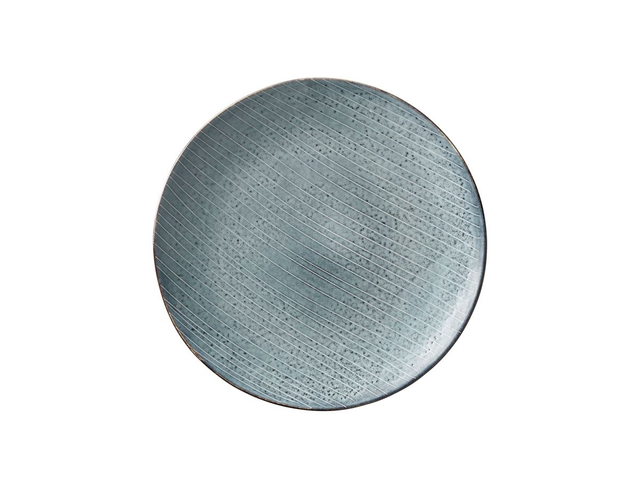 Piatto liscio grande Soft Blue, Gres smaltato reattivo Ø31 x H3,3 cm_Broste