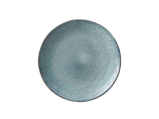 Piatto liscio grande Soft Blue, Gres smaltato reattivo Ø31 x H3,3 cm_Broste