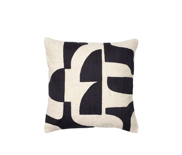 Fodera per cuscino Mundo Nero/Beige chiaro, 75% cotone/25% lino L50 x L50 cm_Broste