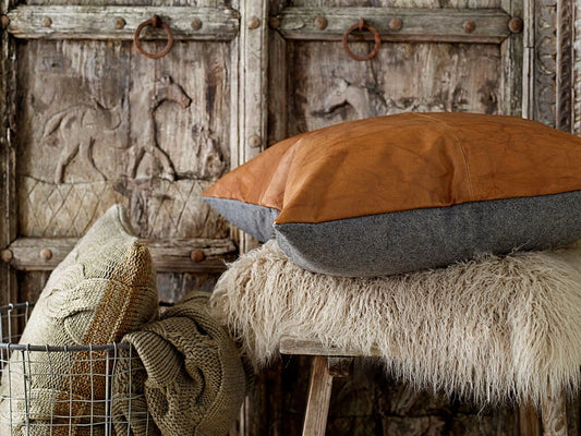 Cuscino 60x60 Lodge leather Black Tobacco Sodahl